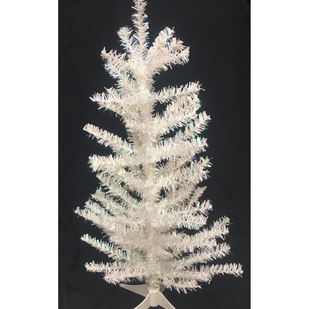 Vintage Skinny‎ White Iridescent Christmas Tree MCM  24